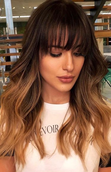 70 Hottest Brown Hair Colour Shades For Stunning Look : Bangs & Dark ...