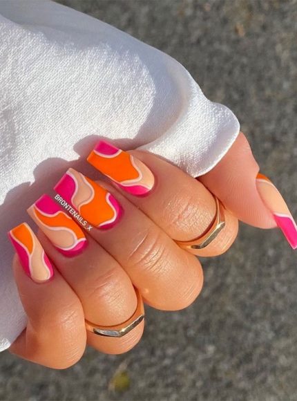 The Prettiest Summer Nail Designs We've Saved : Bright pink & orange