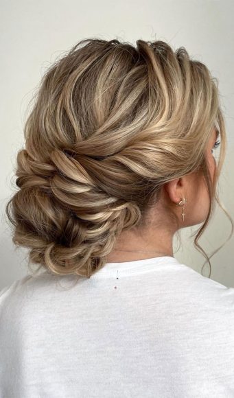 75 Trendiest Updo Hairstyles 2021 : Textured blonde hair