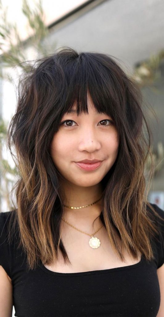 Cute Haircuts & Hairstyles with Bangs – Ombre Hair Color & Textured Haircut