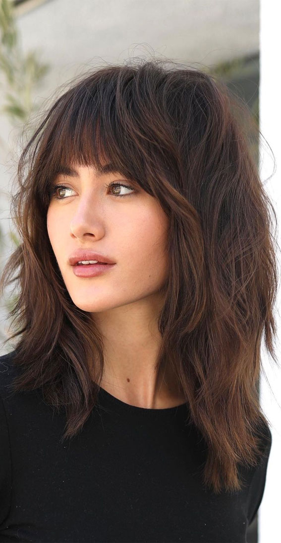 30+ Cute Fringe Hairstyles For Your New Look : Sugar Brown Shag Natural  Curls