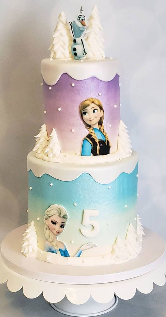 Order 5th Birthday Frozen Theme Cake Online , Midnight Delivery- GiftzBag