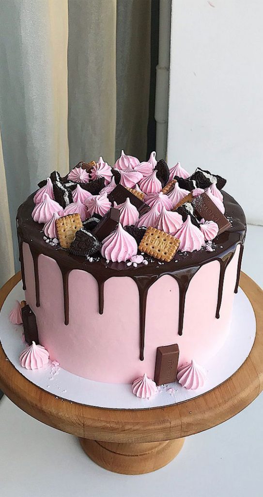 37 Best kids Birthday Cake Ideas : Pink Cake with Chocolate drip ...