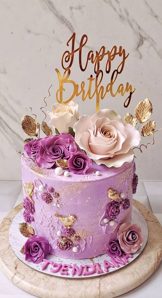 Lavender birthday cake design/ Purple color cake design. - YouTube