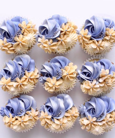 Cupcake Ideas Almost Too Cute to Eat : Blue & Ivory Cupcakes with ...