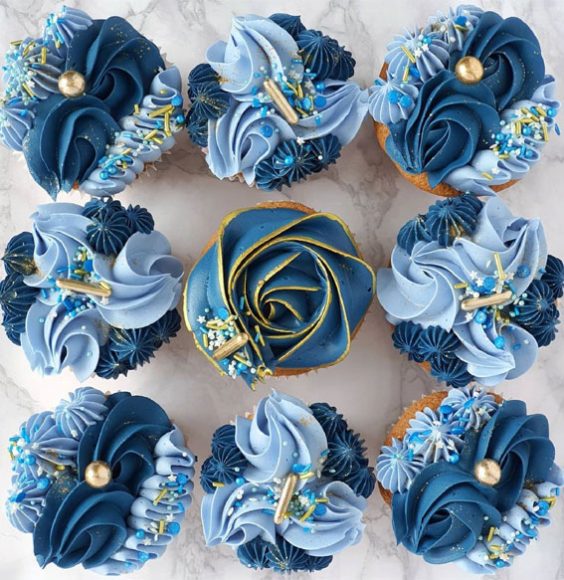 Cupcake Ideas Almost Too Cute to Eat : Royal Blue Buttercream Garden ...