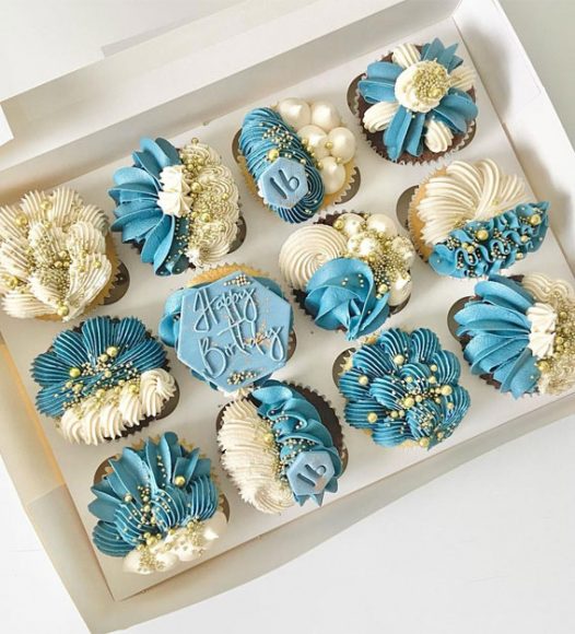 Cupcake Ideas Almost Too Cute to Eat : Blue and White Cupcakes for ...