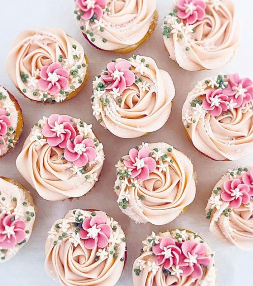 Cupcake Ideas Almost Too Cute to Eat : Soft Peach and Pink Cupcakes