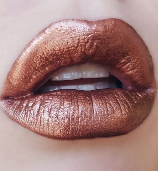 Perfect Lip Makeup Ideas : Copper metal lips