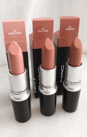 42 Mac Lipstick Swatches 2021 – Bosom friend, Love U Back & Shrimpton