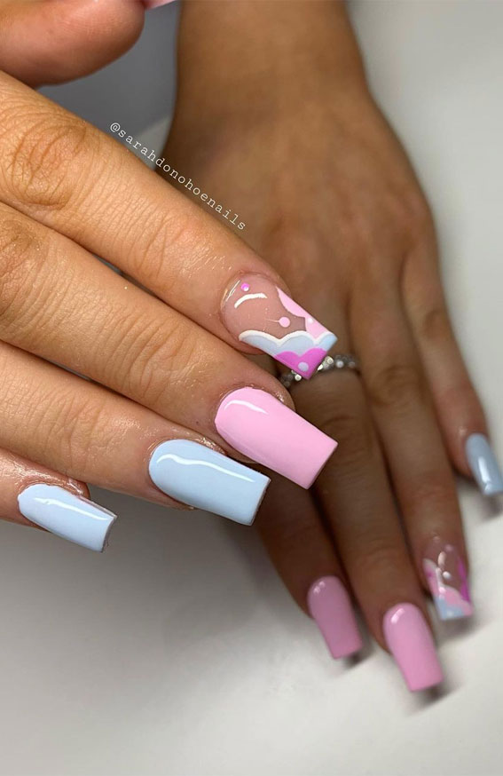 Best Summer Nails 21 To Rock Your Look Light Blue And Pink Nails