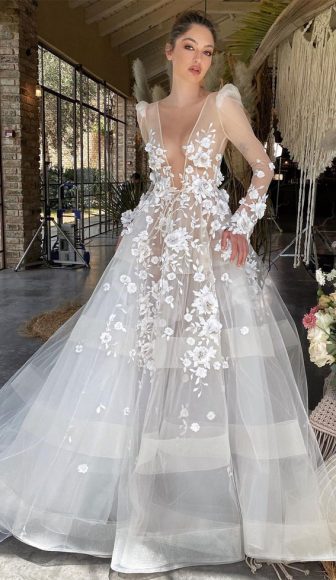 Breathtaking Wedding Dresses We Cant Get Enough Long Sleeve 3d Floral 5766