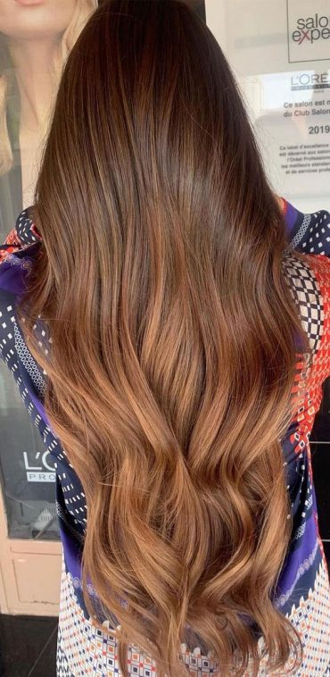 27 Caramel Hair Color Ideas : Melted Caramel on Long Lock