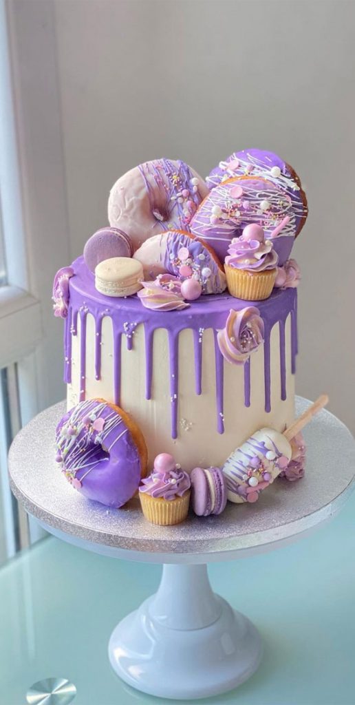 38+ Beautiful Cake Designs To Swoon : Cake with Purple Icing Drips