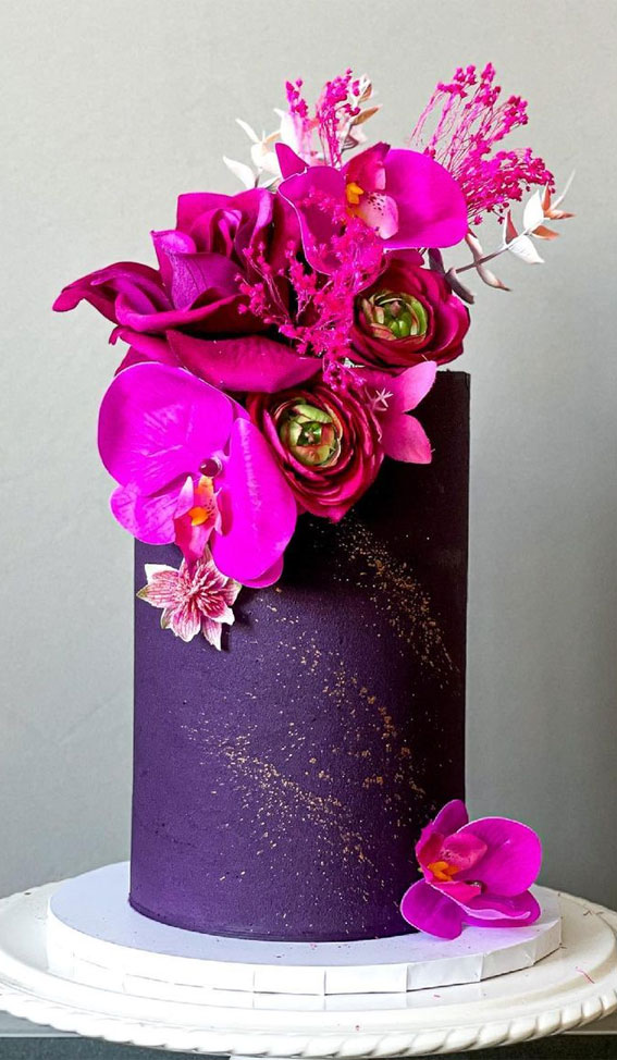 Simple Pink & Purple Birthday Cake - Decorated Cake by - CakesDecor
