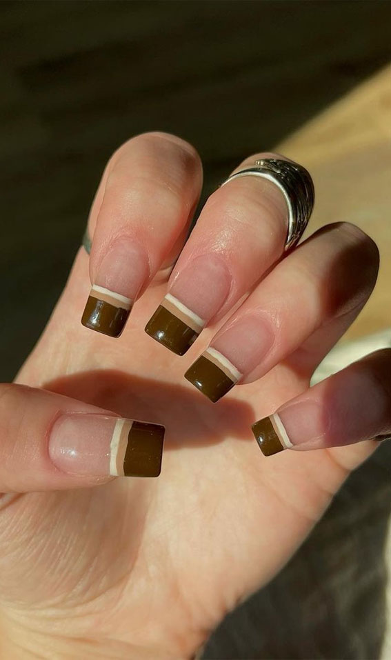28 Trendy Brown Nail Designs 2021 Chocolate Brown French Tips