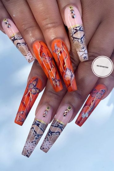 25 Cute Ways To Wear Animal Print Nails 2021 : Snakeskin and Butterfly ...