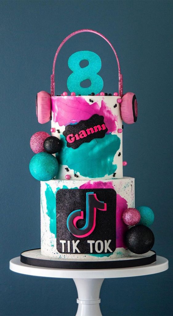 30 Pretty Cake Ideas To Inspire You : Tik Tok Birthday Cake for 8th ...