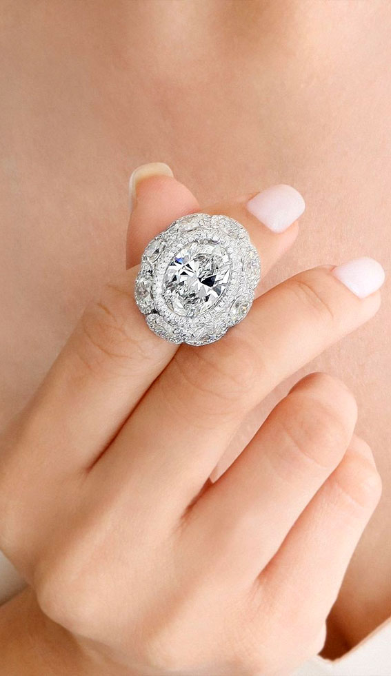The Small Crimson Rose Flower Diamond Engagement Ring – bbr607-1
