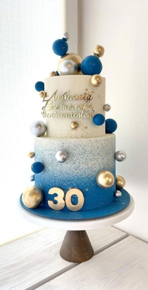 30 Pretty Cake Ideas To Inspire You : Ombre Blue Birthday Cake for 30th ...