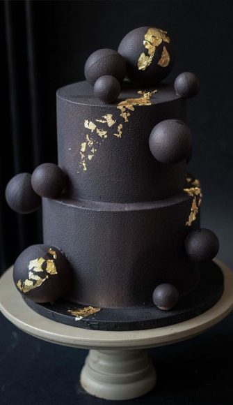 43 Cute Cake Decorating For Your Next Celebration : Black Two-Tiered ...