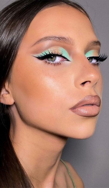 34 Creative Eyeshadow Looks Thatre Wearable Nude And Mint Eyeshadow