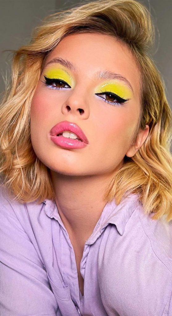 34 Creative Eyeshadow Looks Thatre Wearable Neon Yellow Eyeshadow 