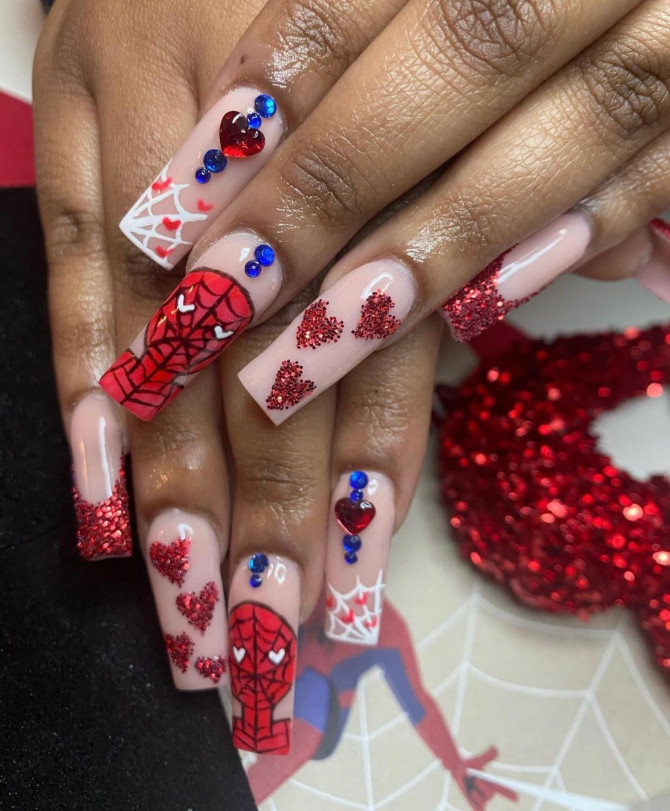 40 Best Valentine's Day Nail Designs Spiderman Valentines Nails