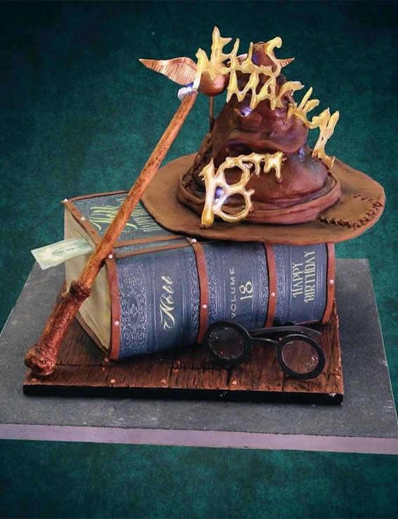30 Harry Potter Birthday Cake Ideas : Spell Book Cake for 18th Birthday