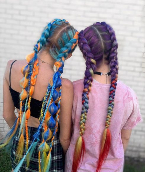 40 Summer Festival Hairstyle Ideas Colourful Braid Hairstyle 7261