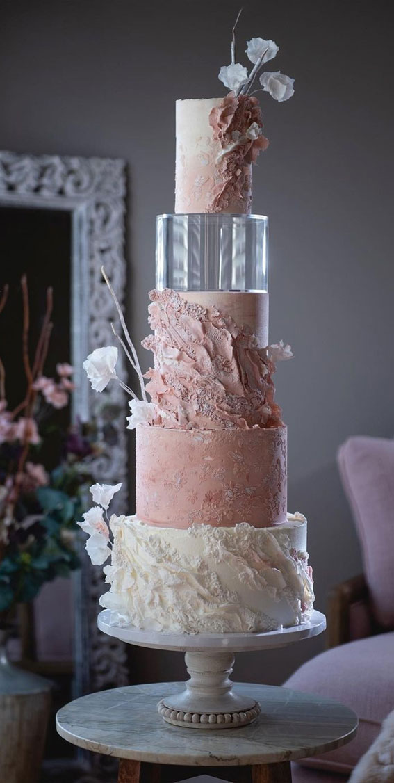 41 Best Wedding Cake Styles For Your Big Day : Textured blue wedding cake
