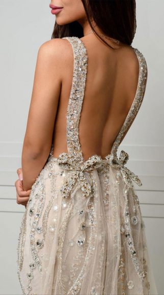 50 Wedding Dresses With Breathtaking Details Open Back With Beaded Bow Details 7142