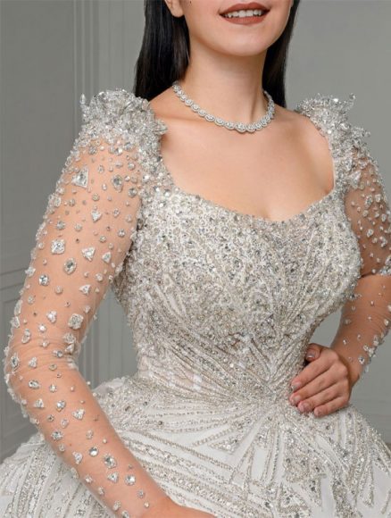 50 Wedding Dresses With Breathtaking Details Crystal Beaded Long Sleeve Wedding Dress 7865