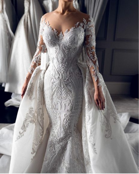 50 Breathtaking Wedding Dresses in 2022 : Long Sleeve Embellishment ...