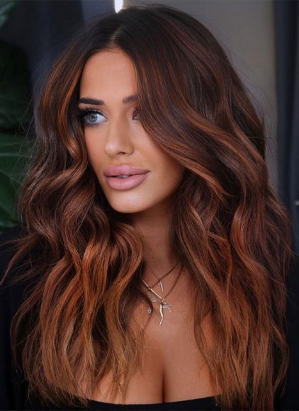 49 Autumn 2022 Hair Colour Trends Chocolate Orange Balayage