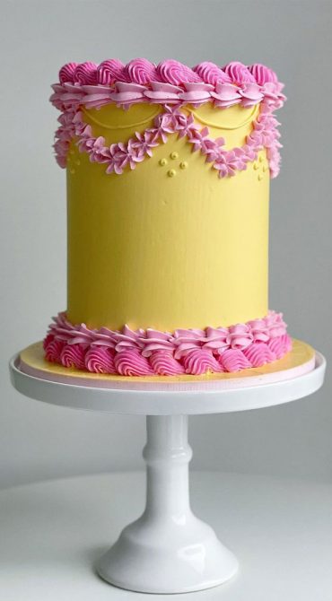 40 Best Lambeth Cake Ideas Pink And Yellow Buttercream 6825