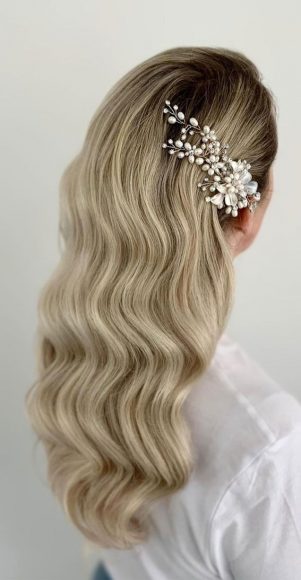 57 Different Wedding Hairstyles For Any Length : Soft Hollywood Wave ...