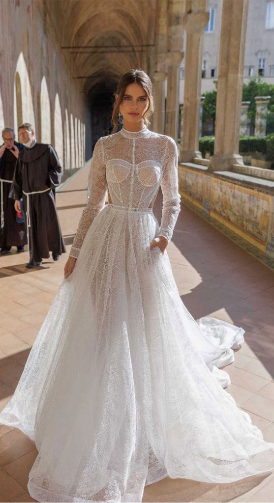 50 Breathtaking Wedding Dresses In 2022 Corset Long Sleeves High