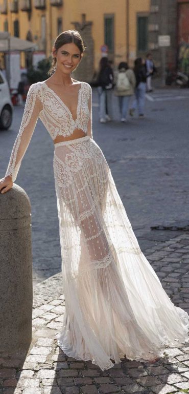 50 Breathtaking Wedding Dresses In 2022 Two Piece Long Sleeve