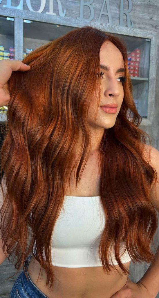 35 Copper Hair Colour Ideas & Hairstyles Creamy Copper Brown Long Hair