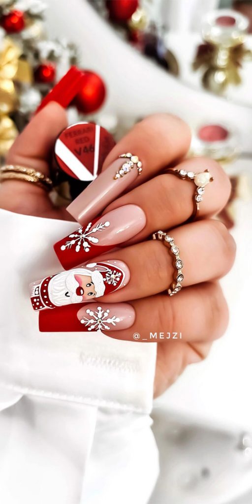 50+ Best Festive Christmas Nails Cute Santa & Red French