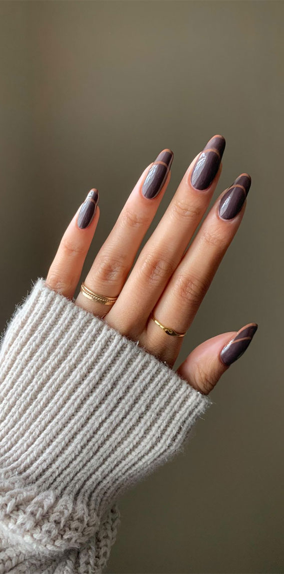 25 Beautiful November Nail Ideas Chocolate Outline French Nails