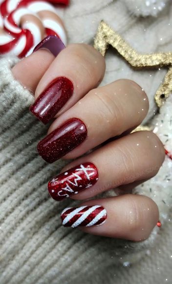 50 Festive Holiday Nail Designs And Ideas Xmas Deep Red Nails