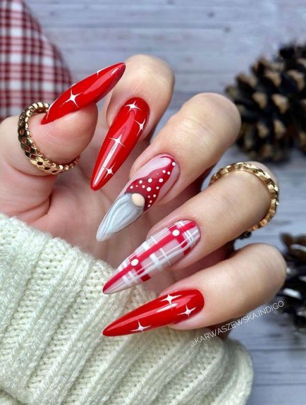 50 Festive Holiday Nail Designs And Ideas Starburst Red Stiletto Nails