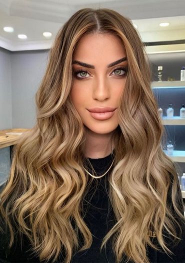 70+ Trendy Hair Colour Ideas & Hairstyles : Golden Beige Medium Length ...