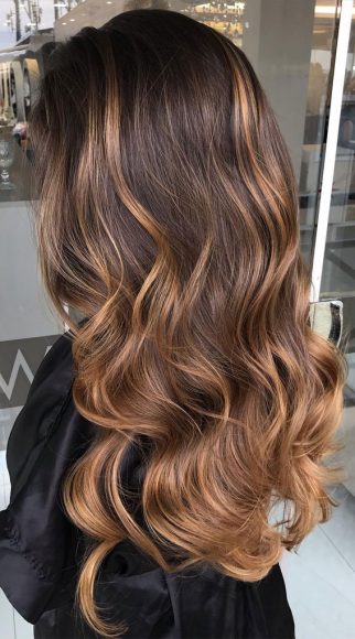 70+ Trendy Hair Colour Ideas & Hairstyles : Caramel Highlights