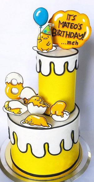 Cute Comic Cake Ideas For Any Occasion Yellow Two Tiered Cartoon Cake