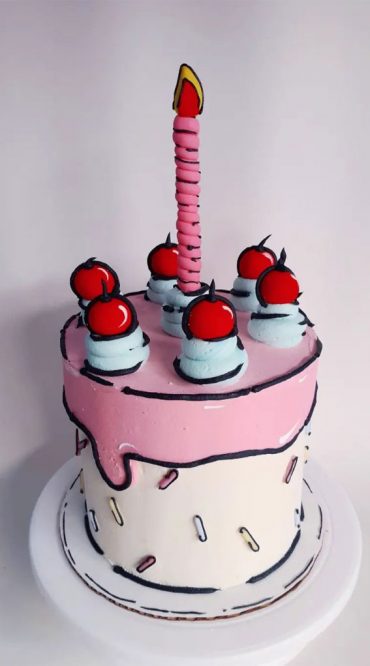 50+ Cute Comic Cake Ideas For Any Occasion : White Cake with Pink Icing ...