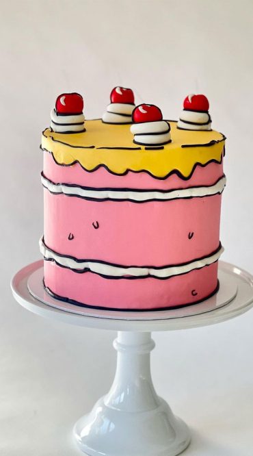 50 Cute Comic Cake Ideas For Any Occasion Pink Cake With Yellow Icing Drips 6017