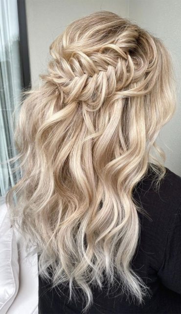 40 Best Prom Hairstyles for 2023 : Braid Half Up Soft Texture